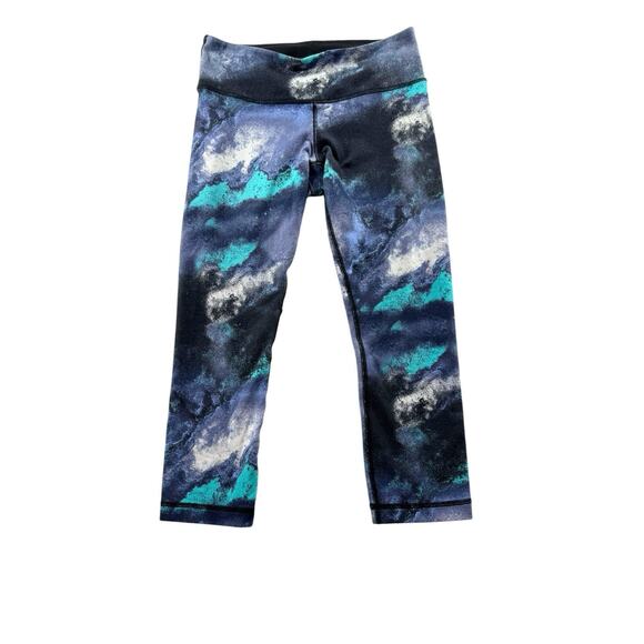 Lululemon Wunder Under Crop Pants Denim Luon Milky Way Leggings Size 4 Workout - Picture 1 of 8